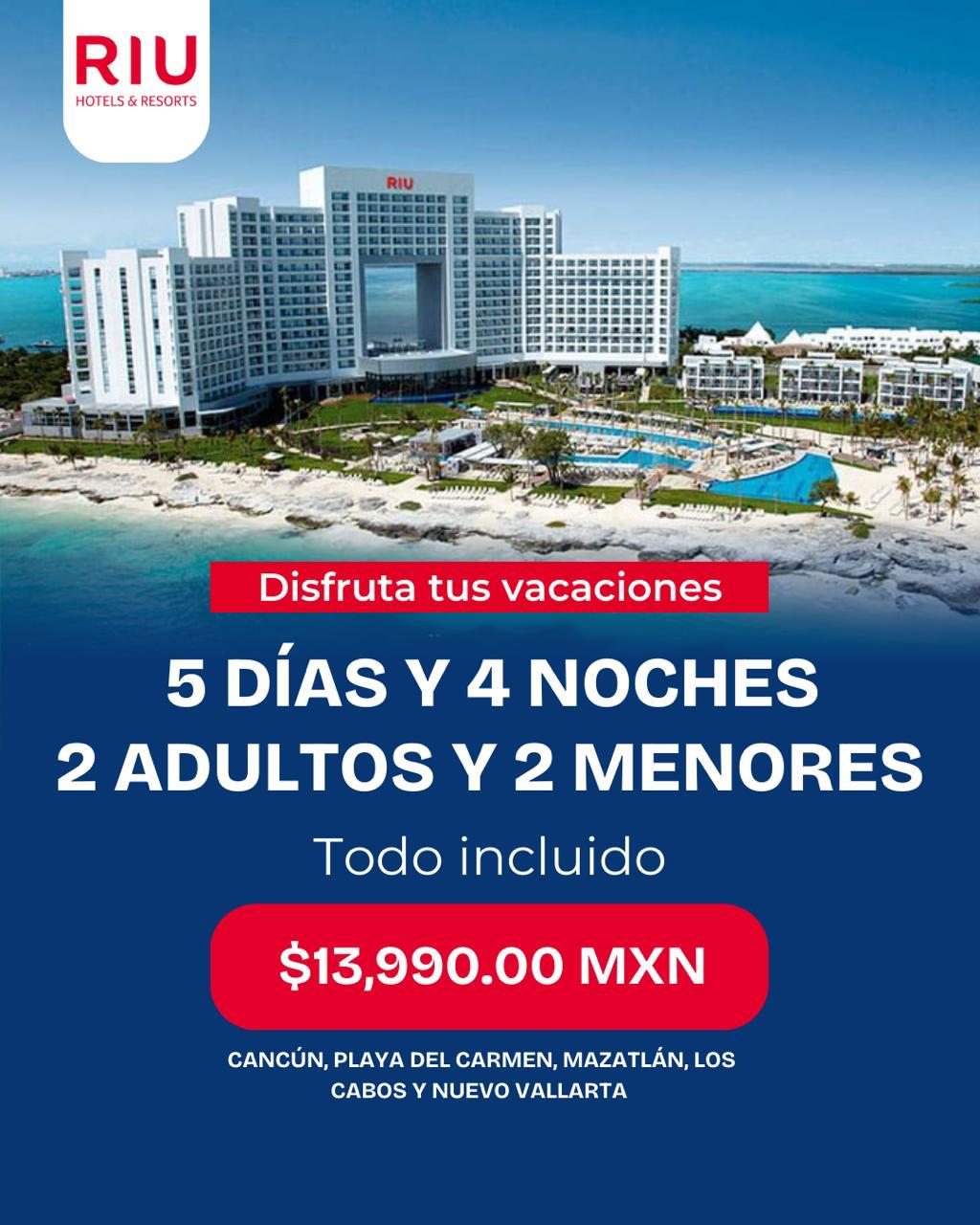 Hotel Riu Cancún frente al mar Caribe